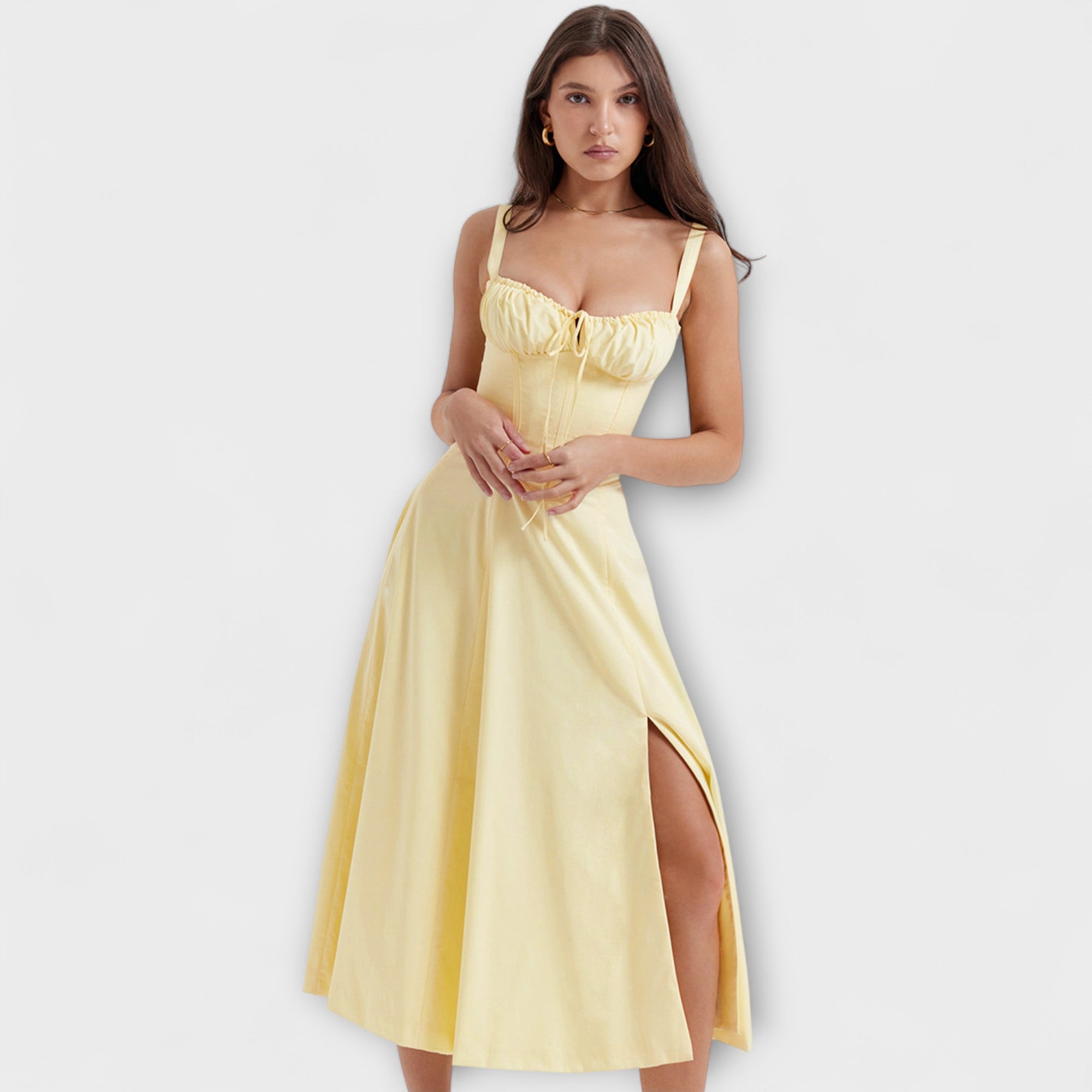 Zipporas - Fitted bustier dress with a modern spring floral print